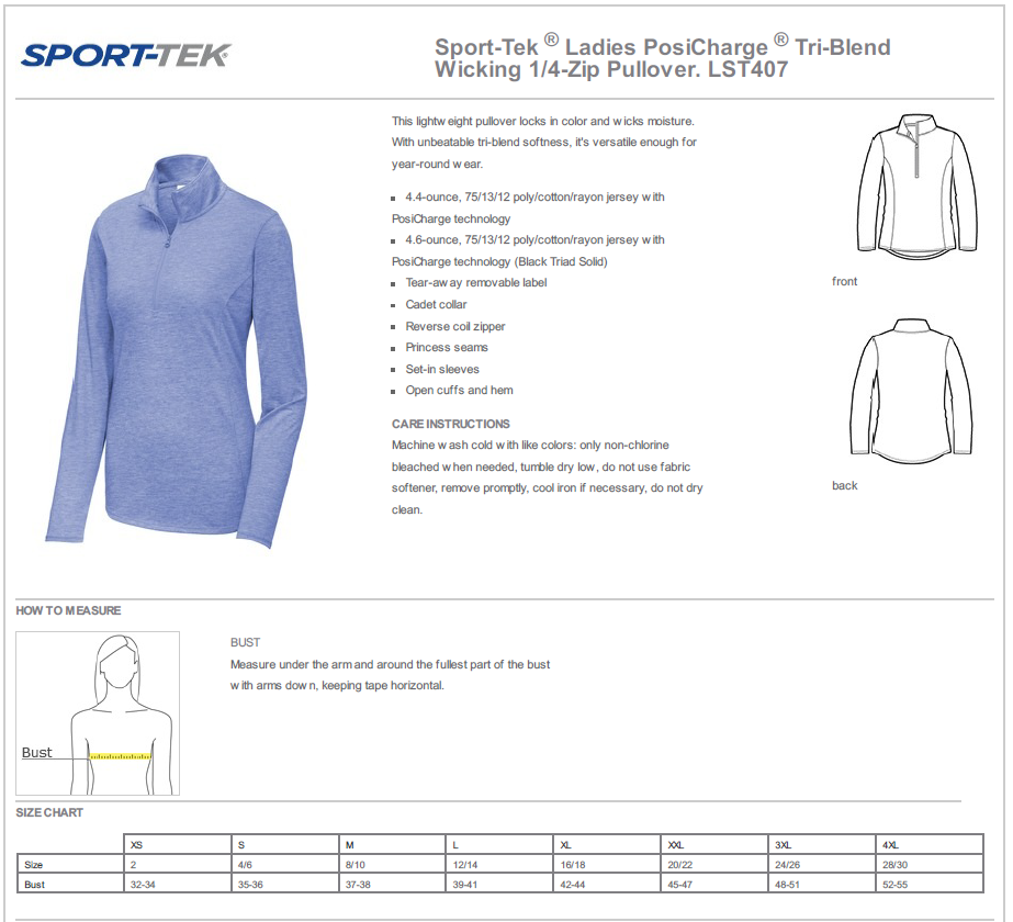 Sport-Tek ® Ladies PosiCharge ® Tri-Blend Wicking 1/4-Zip Pullover