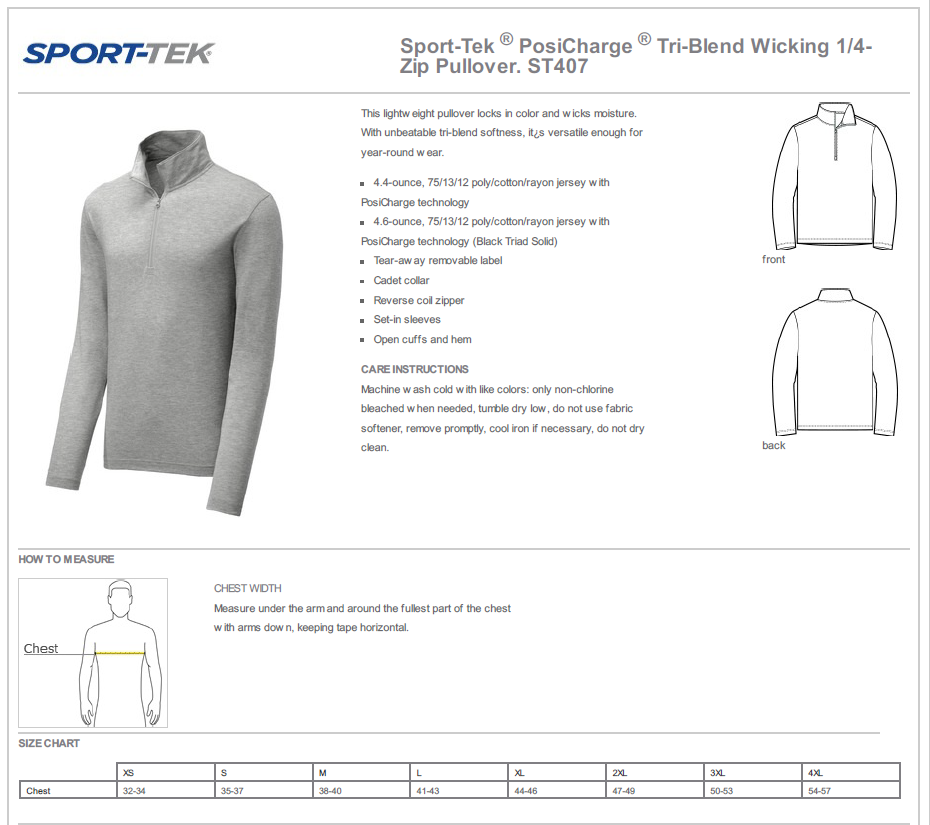 Sport-Tek ® PosiCharge ® Tri-Blend Wicking 1/4-Zip Pullover